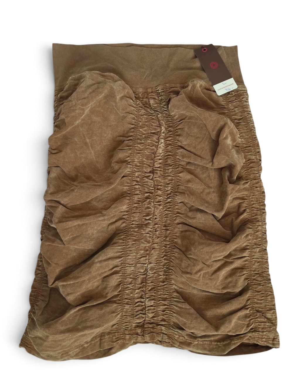 XCVI Brown Ruched Corduroy  Midi Skirt